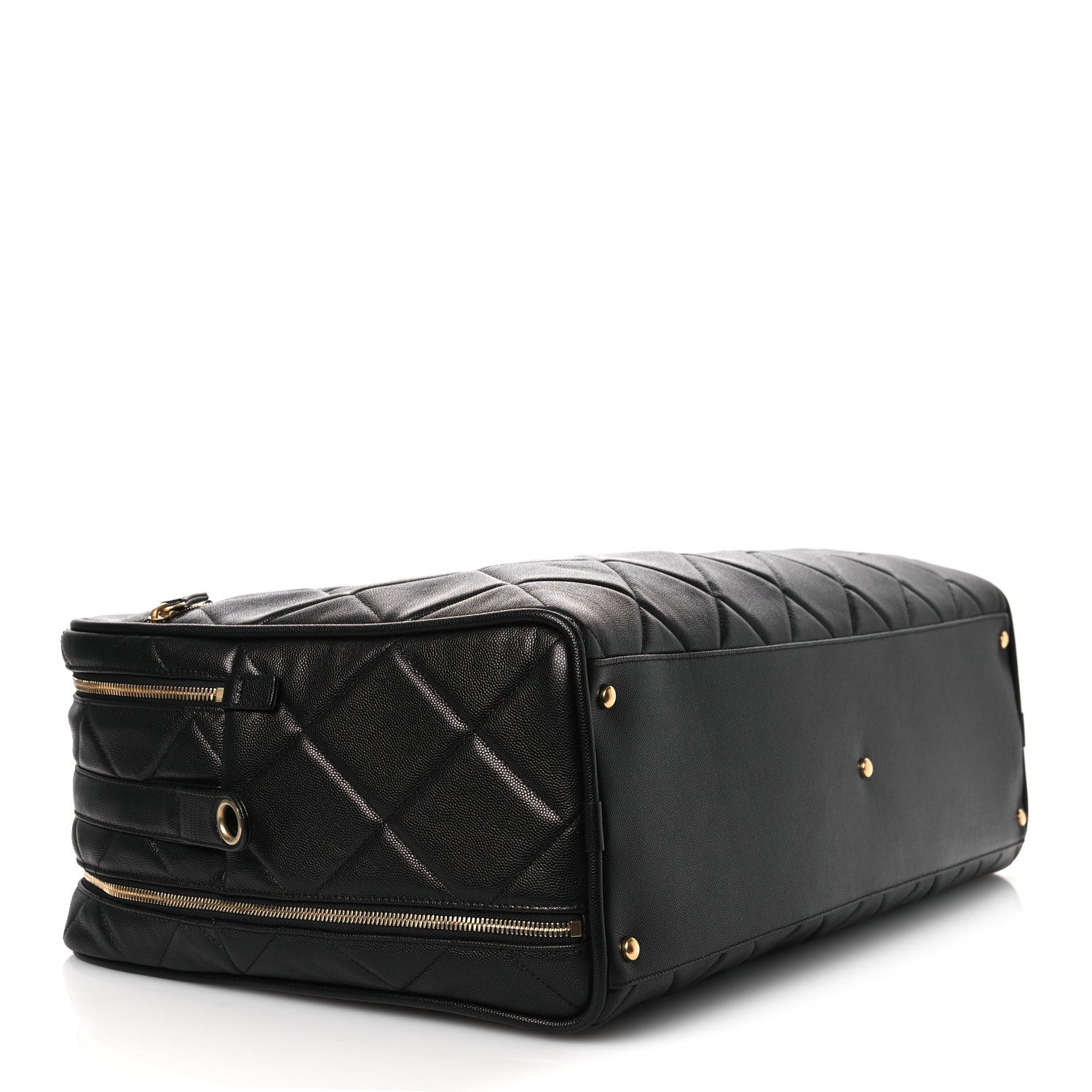 Chanel Shiny Grained Calfskin Quilted Large Travel Bowling Bag Black 3 of 11