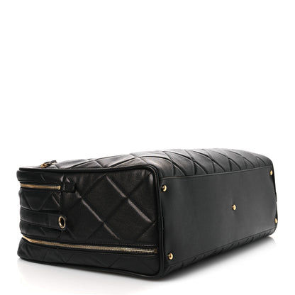 Chanel Shiny Grained Calfskin Quilted Large Travel Bowling Bag Black 3 of 11