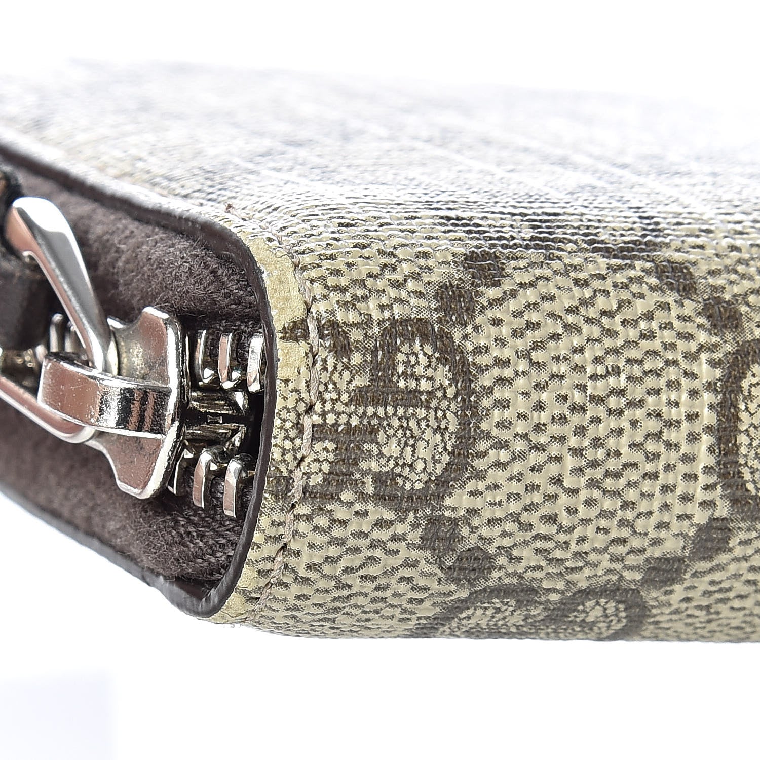 Gucci GG Supreme Monogram Web Bee Zip Around Wallet Beige Cocoa 9 of 10