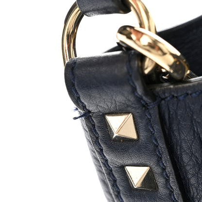 Valentino Garavani Pebbled Calfskin Small Rockstud Bucket Bag Navy 16 of 19