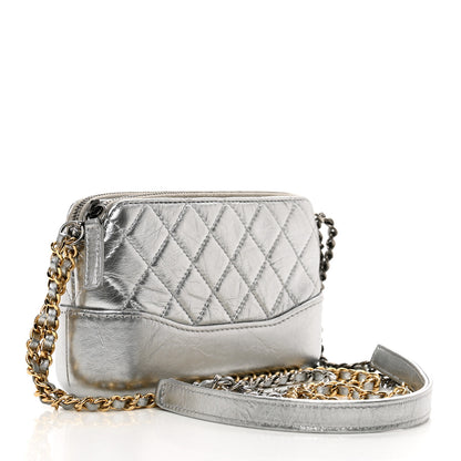Chanel Metallic Lambskin Calfskin Quilted Small Gabrielle Clutch With Chain Silver 3 of 12