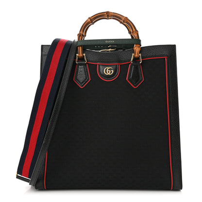 Gucci Mini Vintage GG Supreme Monogram Textured Dollar Calfskin Web Large Diana Tote Bag Black 1 of 12