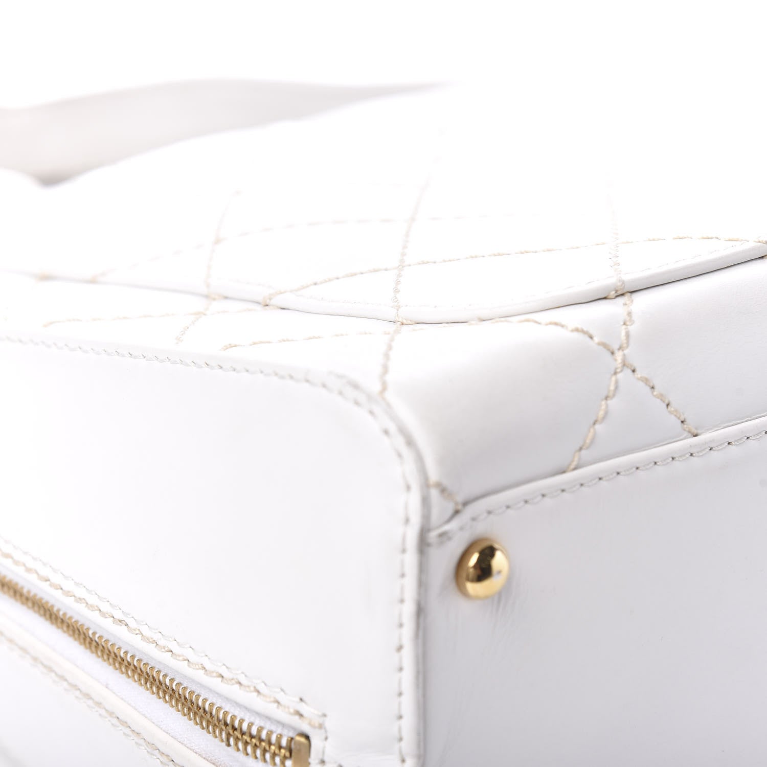 Chanel Calfskin Wild Stitch Surpique Top Handle Bag White 9 of 12
