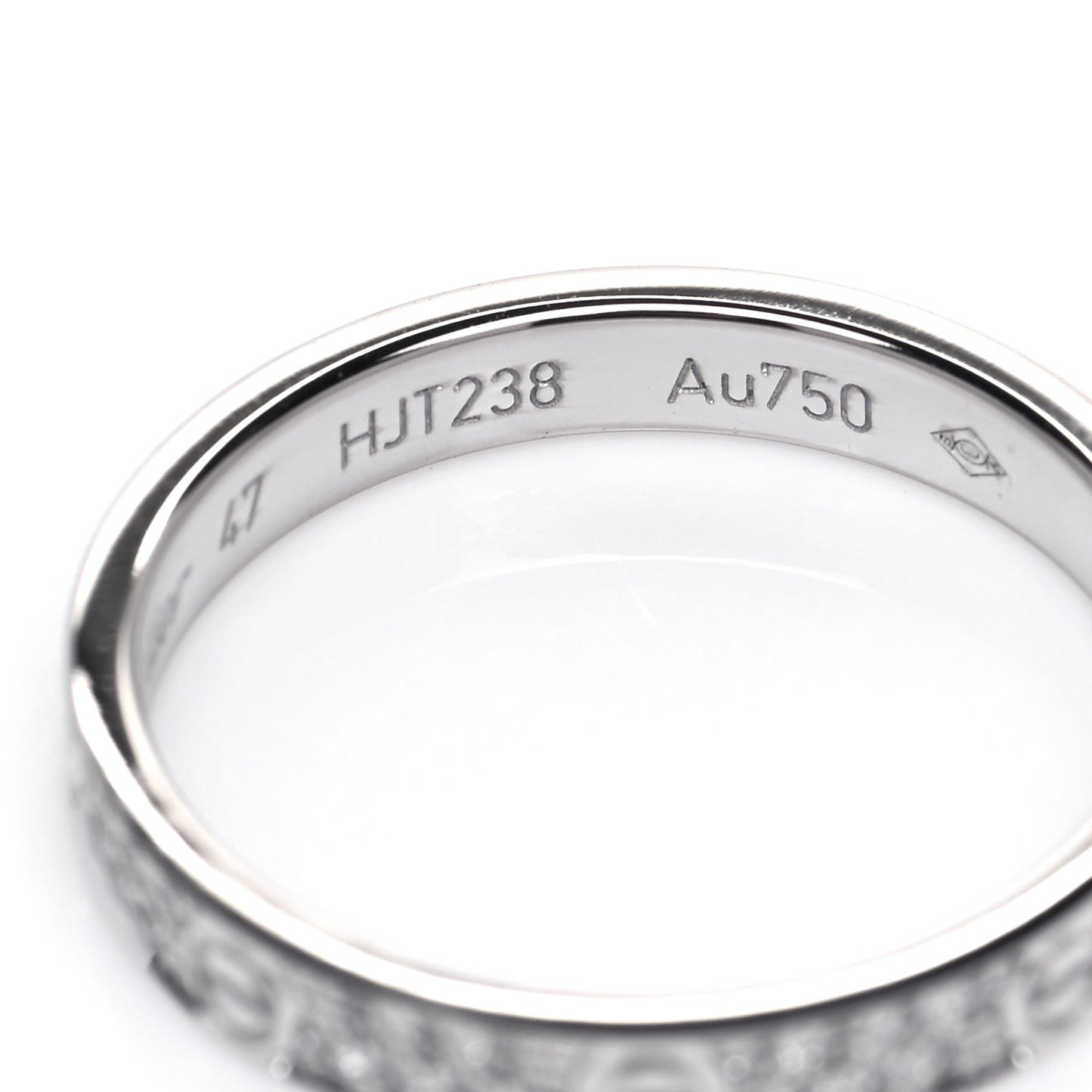 18K White Gold Diamond 2.6mm LOVE Paved Band Ring 47 4