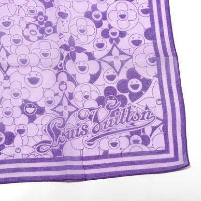 Louis Vuitton Cotton Takashi Murakami Cosmic Blossom Square Scarf Purple 2 of 4