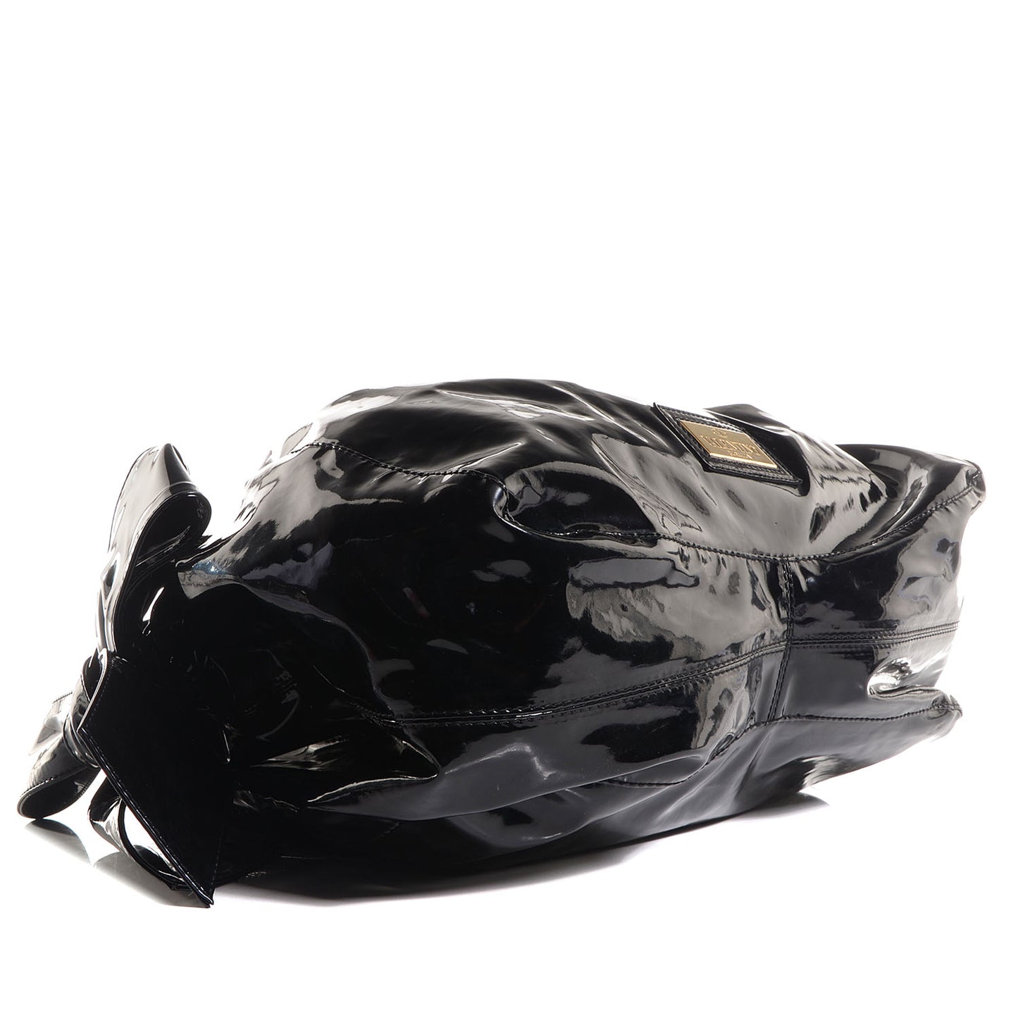 Patent Lacca Large Nuage Bow Hobo Black