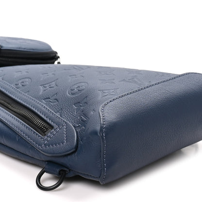 Louis Vuitton Calfskin Shadow Monogram Duo Slingbag Navy 7 of 8