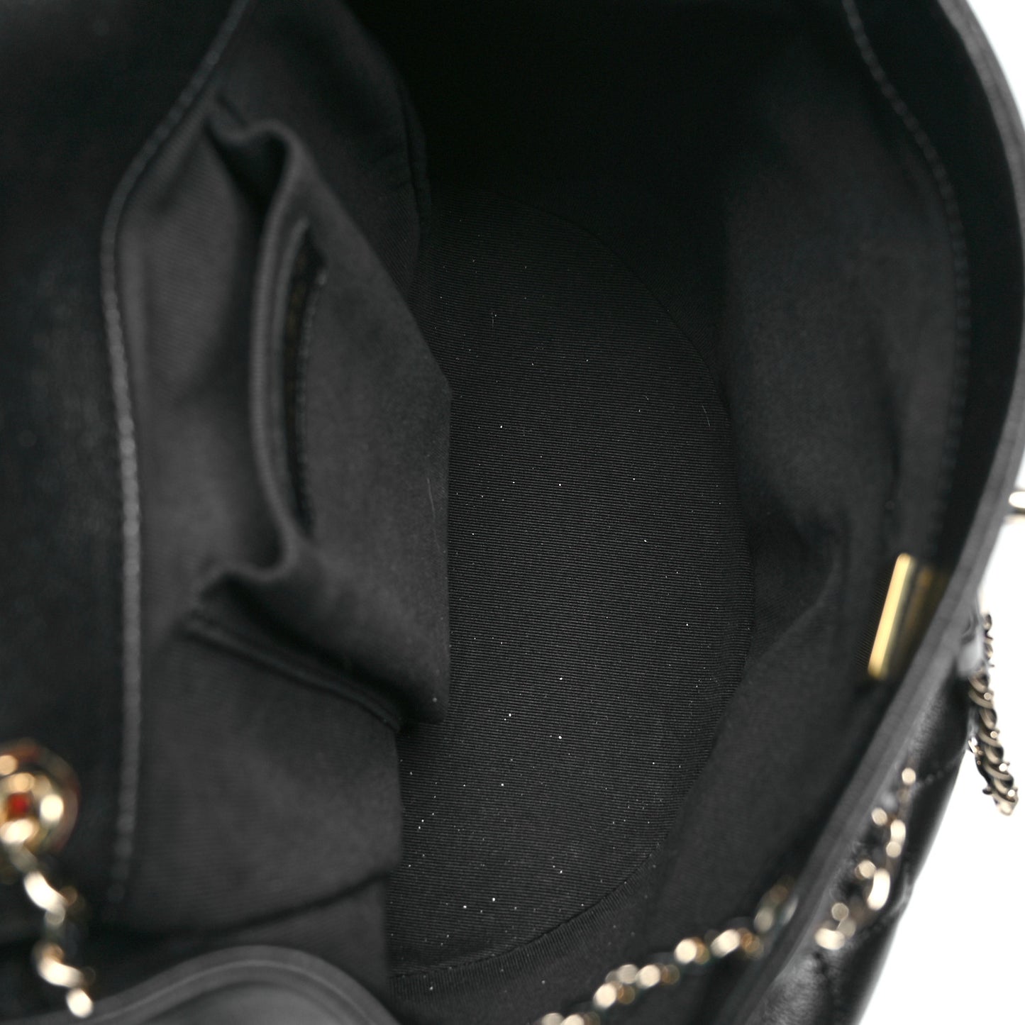 Calfskin Quilted Large Duma Pockets Drawstring Backpack Black