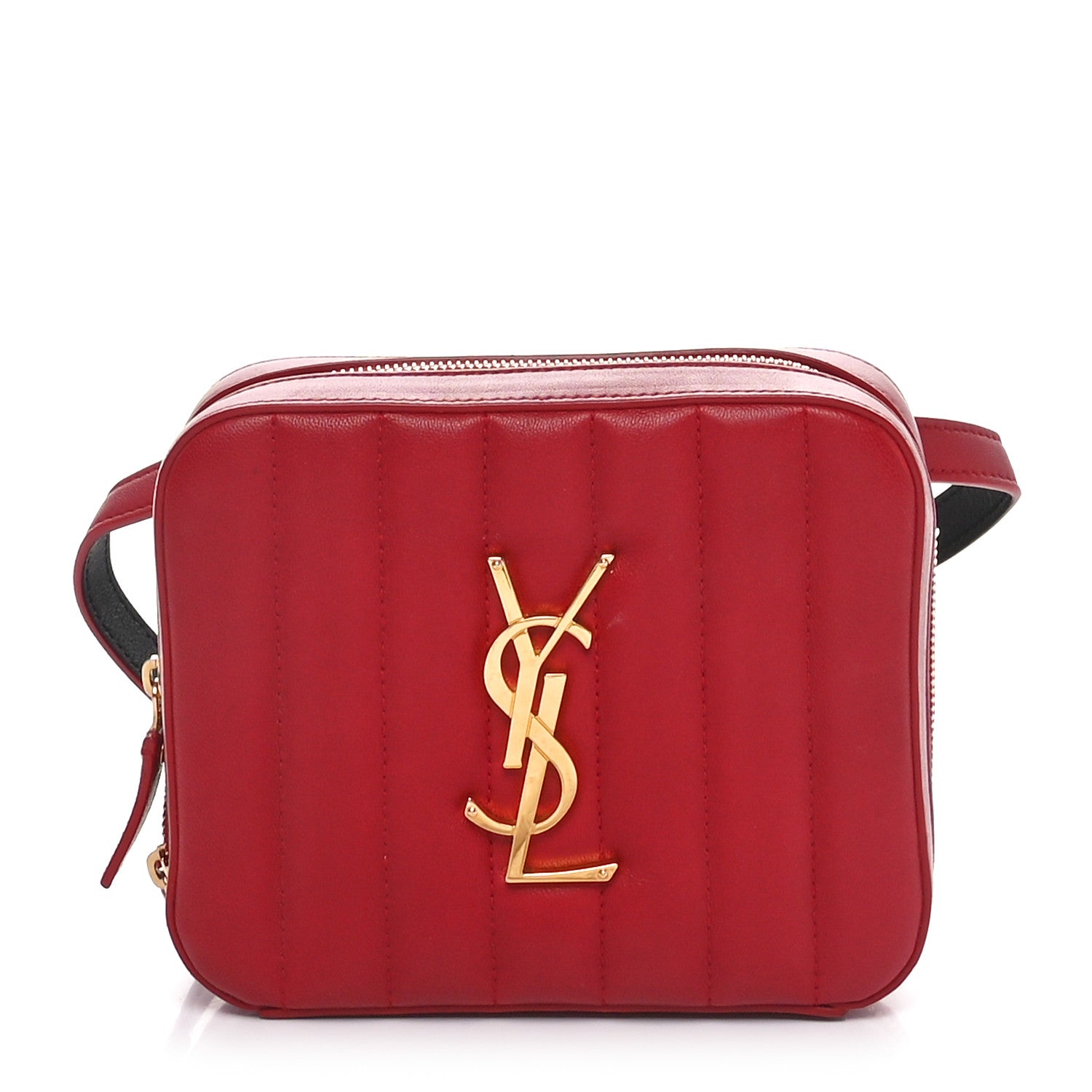 Saint Laurent Lambskin Matelasse Vicky Monogram Belt Bag Eros Red 1 of 10
