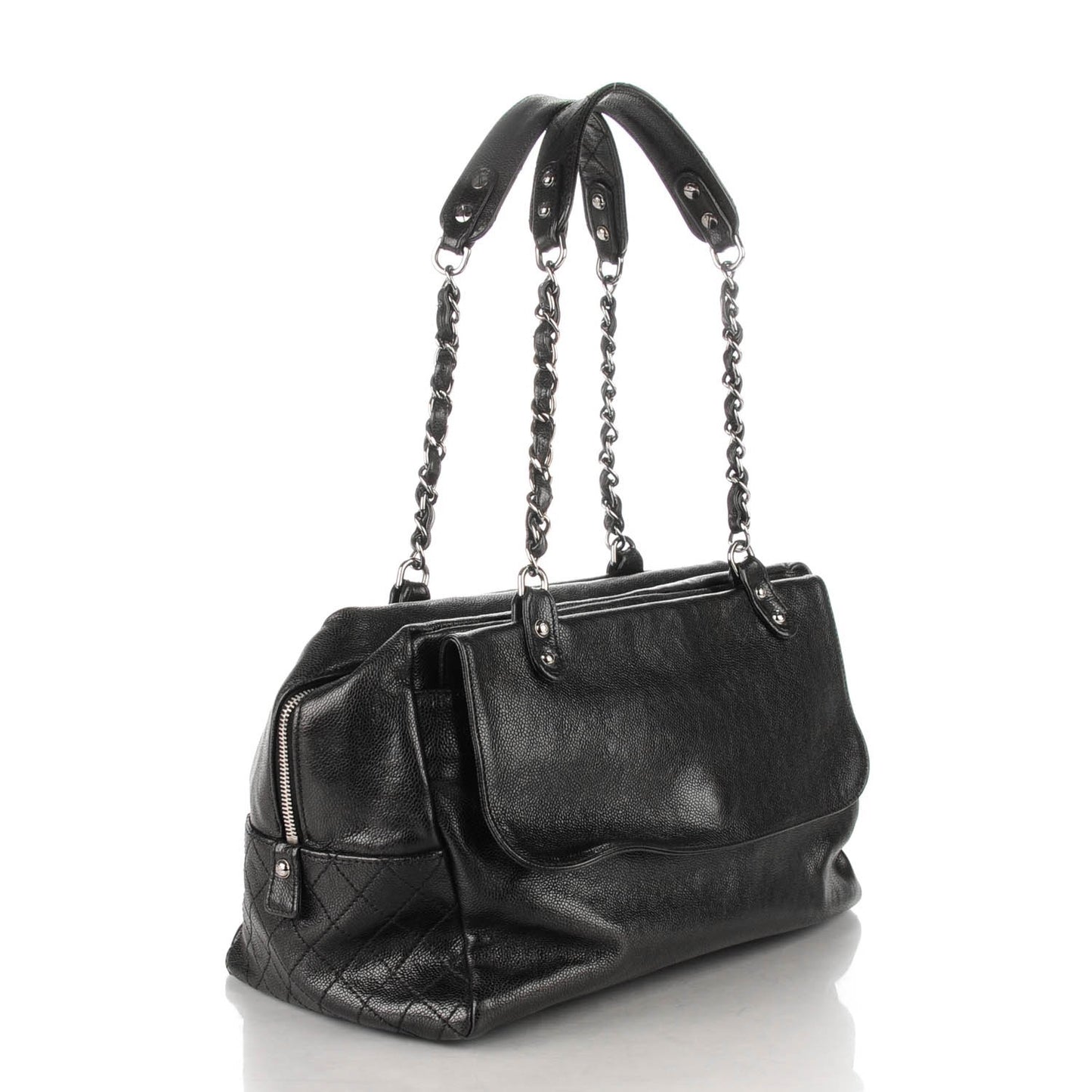 Glazed Caviar Pocket In The City Tote Black