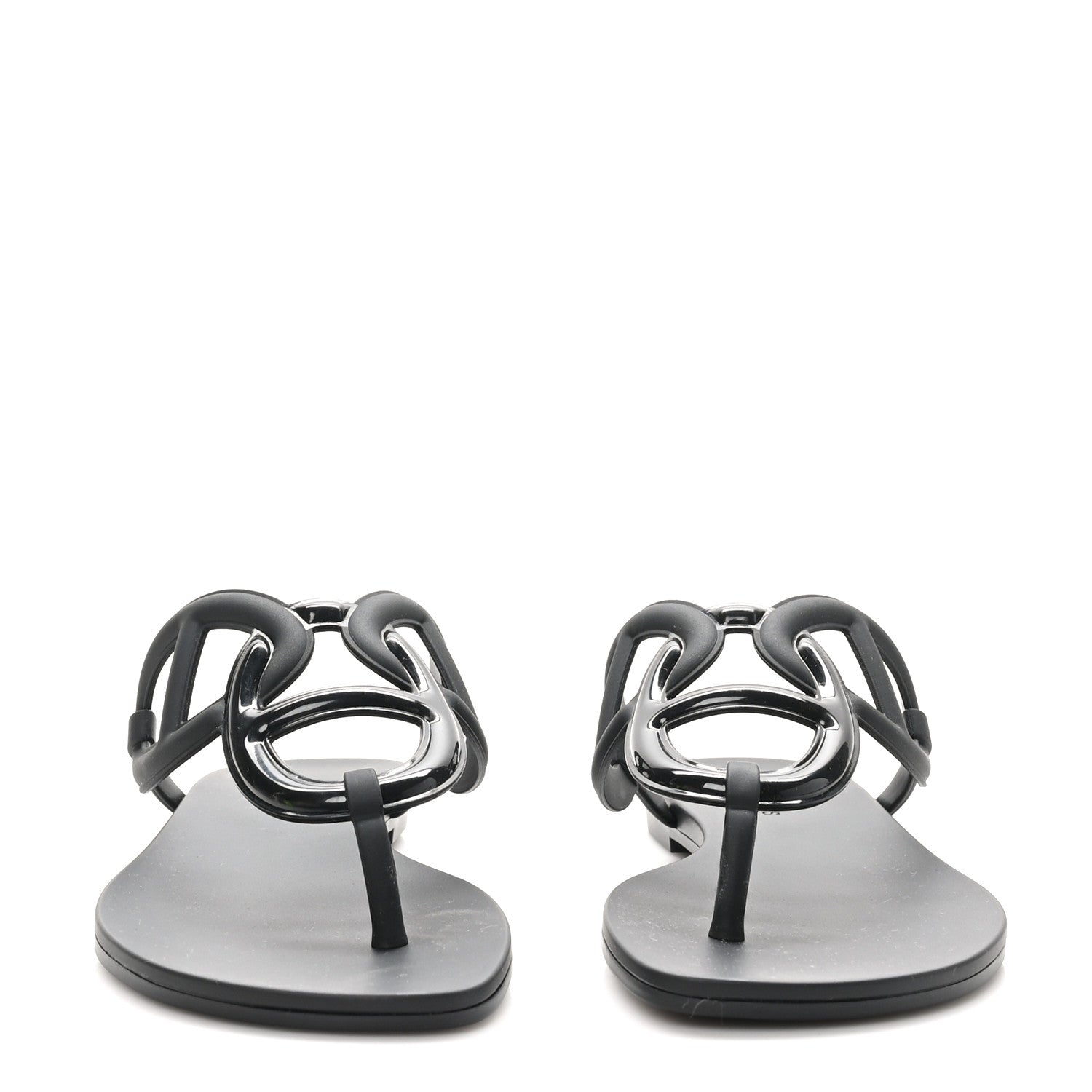 Hermes Rubber Womens Egerie Sandals 37 Black 3 of 10