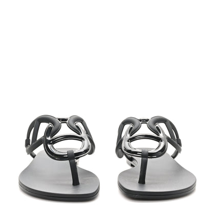 Hermes Rubber Womens Egerie Sandals 37 Black 3 of 10