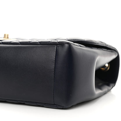 Chanel Lambskin Quilted Jumbo Mademoiselle Chic Flap Navy 10 of 11