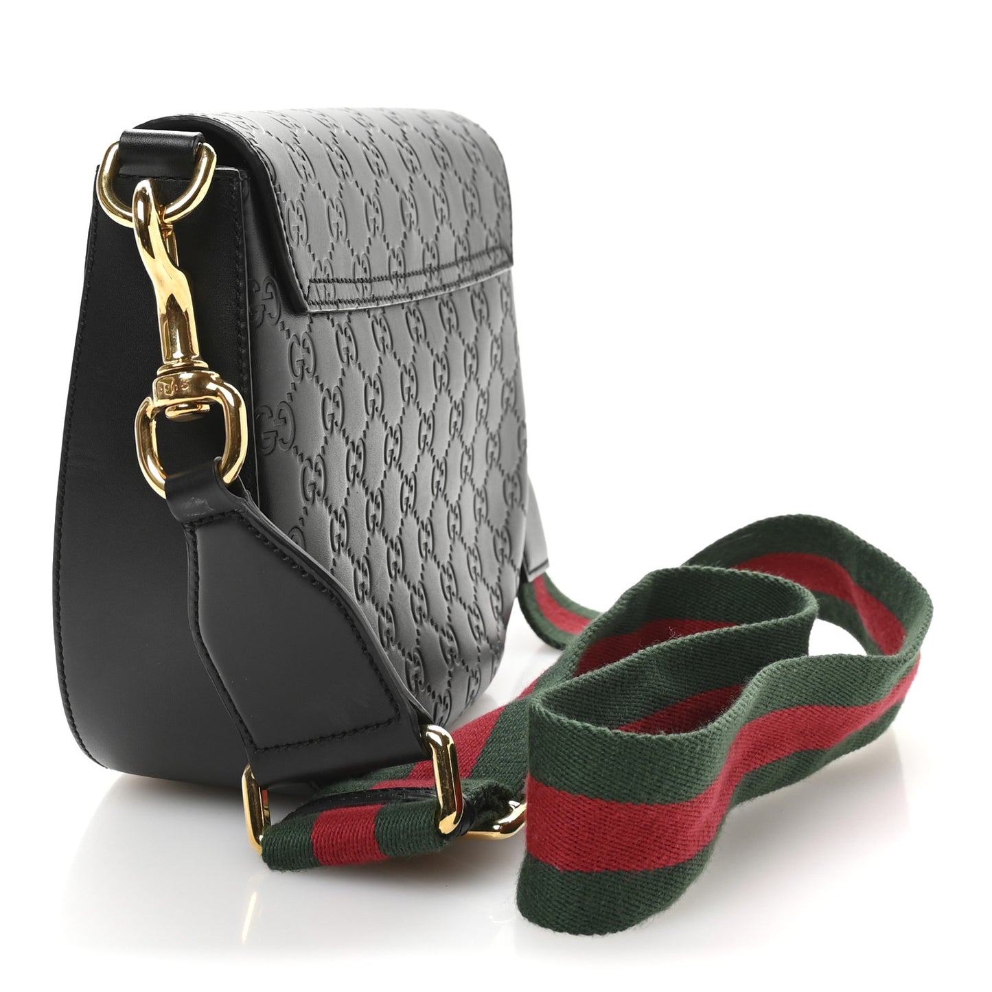 Guccissima Web Medium Padlock Messenger Shoulder Bag Black