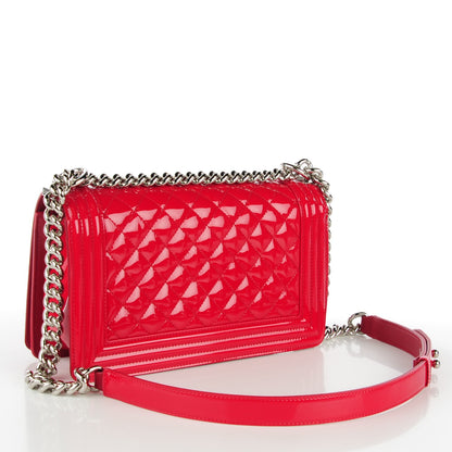 Chanel Patent Calfskin Quilted Medium Plexiglass Boy Flap Red 3 of 7