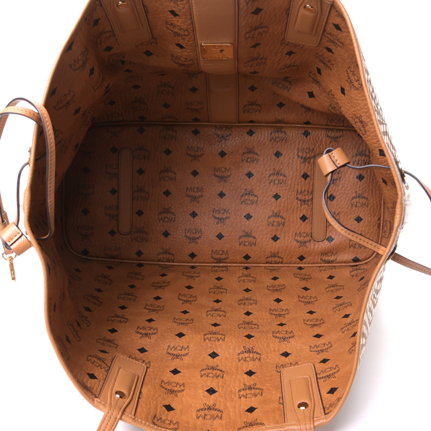 MCM Visetos Large Liz Reversible Shopper Tote Cognac 4 of 5