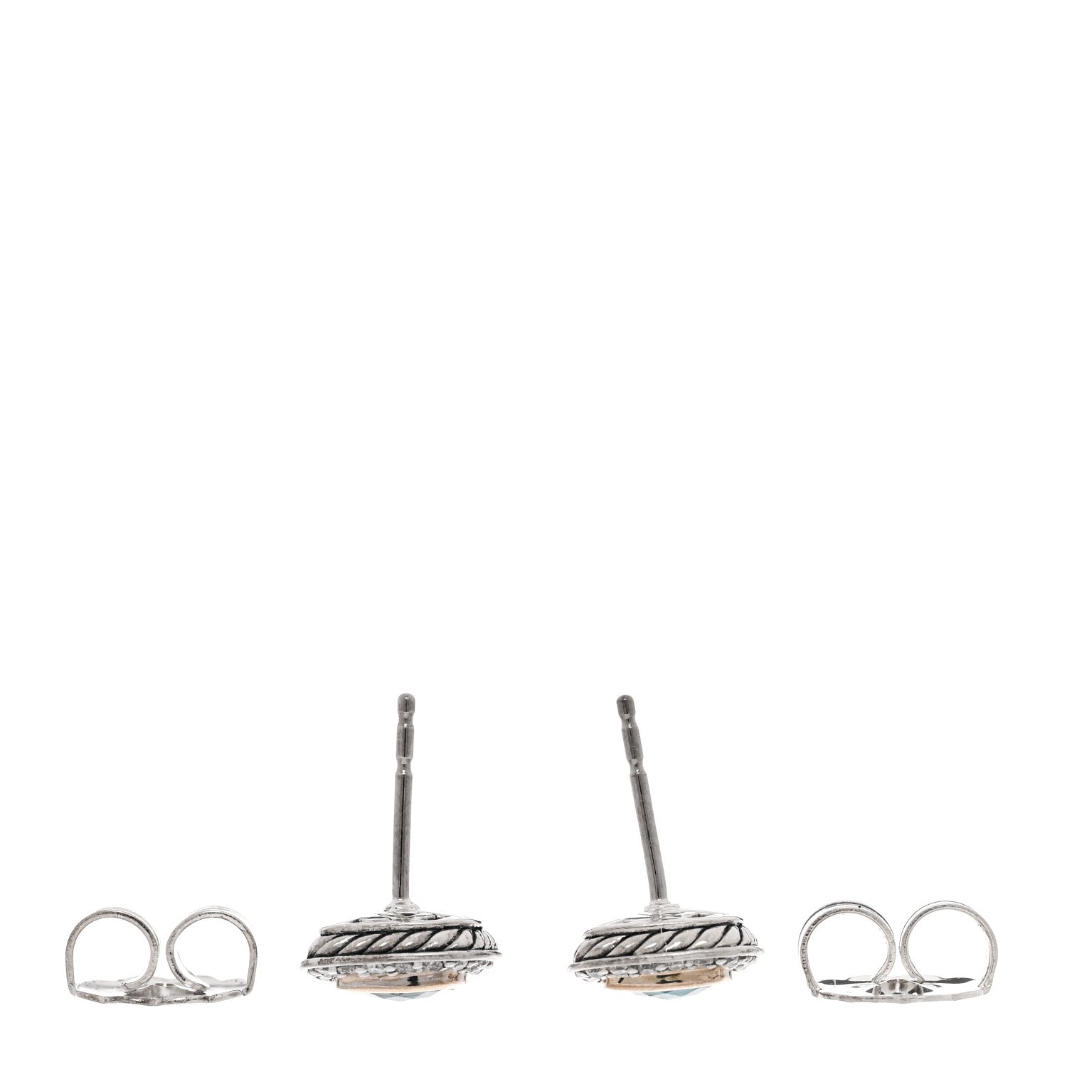 David Yurman Sterling Silver Diamond Blue Topaz 5mm Petite Albion Earrings 3 of 4