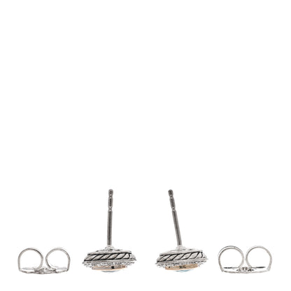 David Yurman Sterling Silver Diamond Blue Topaz 5mm Petite Albion Earrings 3 of 4