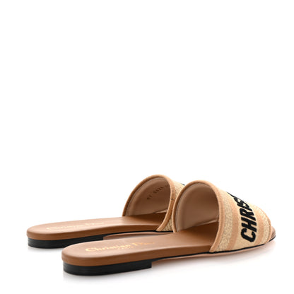 Christian Dior Canvas Embroidered Dway Flat Slide Sandals 35.5 Beige Brown 5 of 9