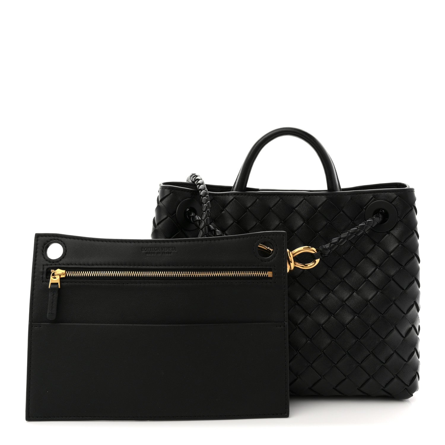 Bottega Veneta Nappa Intrecciato Small Andiamo Shoulder Bag Black 4 of 19