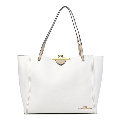 Marc Jacobs Calfskin Kiss Lock Color Block tote White Beige 1 of 10