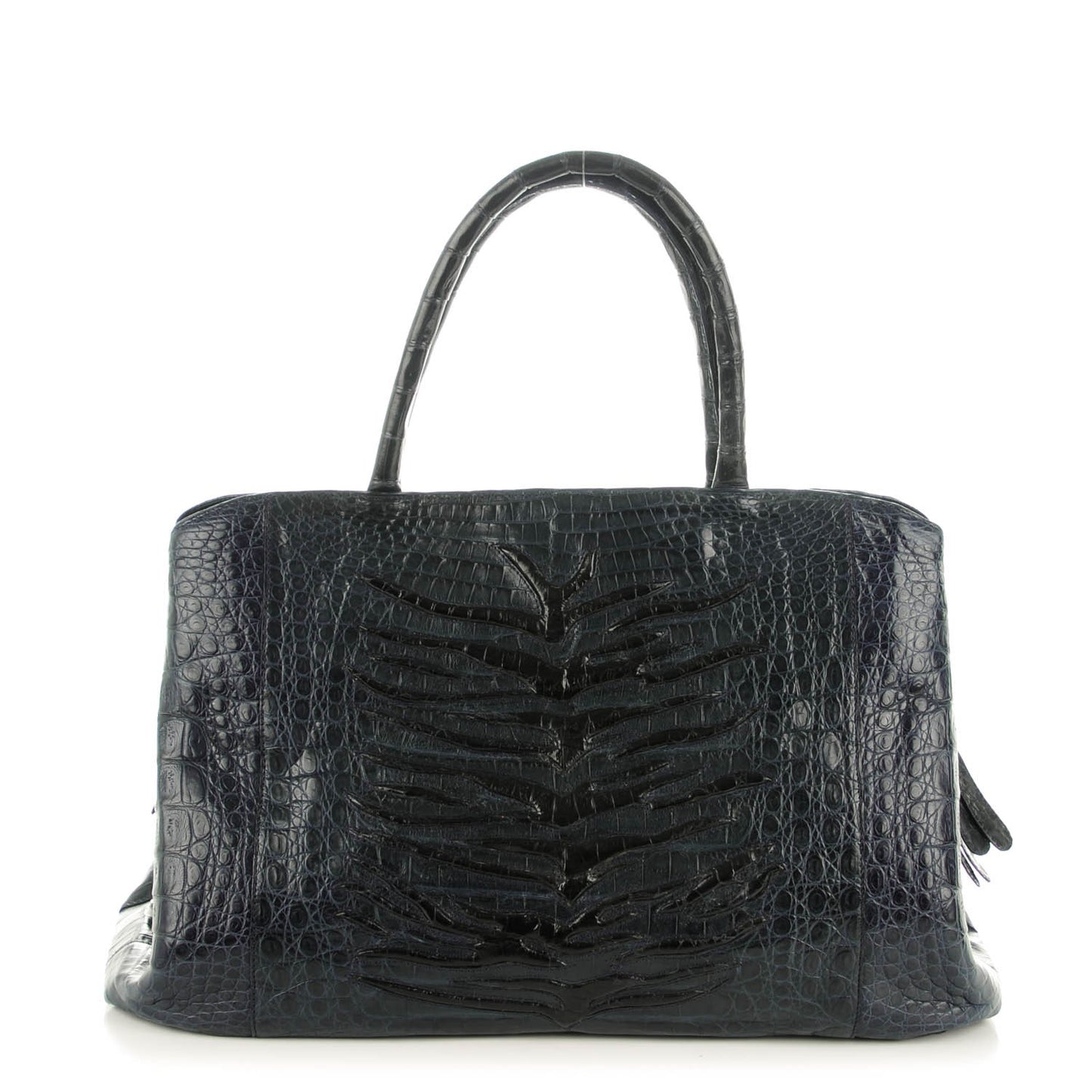 Crocodile Top Handle Tote Dark Blue