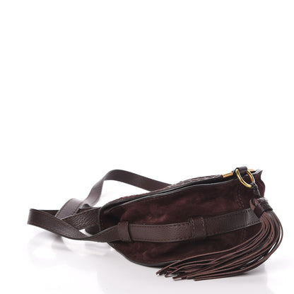 Chloe Suede Calfskin Braided Mini Marcie Round Crossbody Bag Carbon Brown 4 of 10