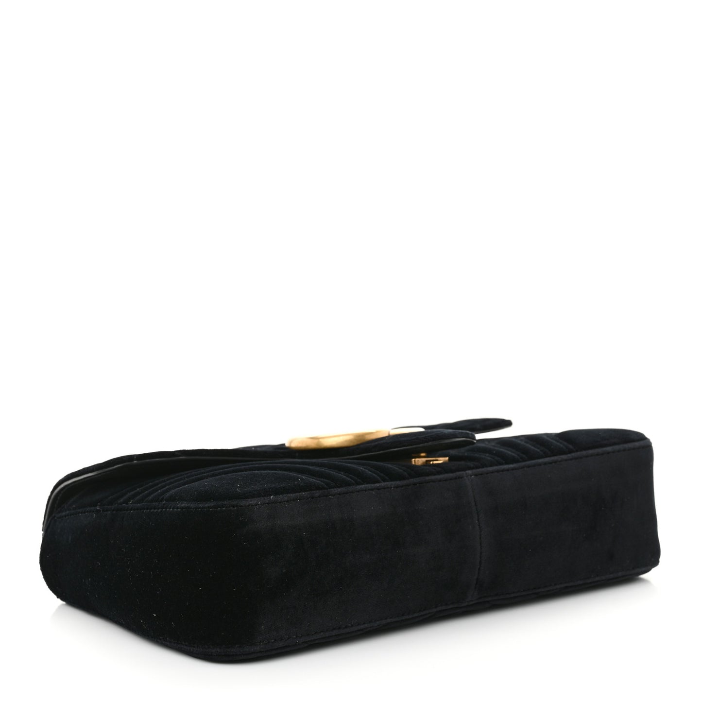 Velvet Matelasse Medium GG Marmont Shoulder Bag Black