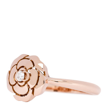 Chanel 18K Rose Gold Diamond Extrait de Camelia Ring 56 7.5 3 of 7