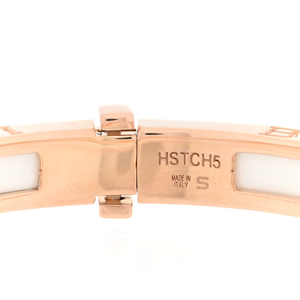 18K Rose Gold White Ceramic B.Zero1 Bangle Bracelet S
