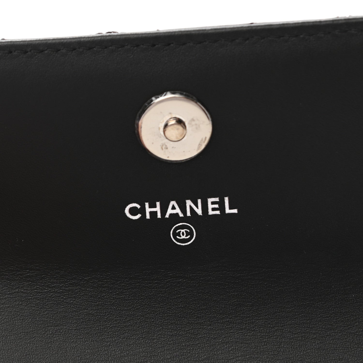 Chanel Lambskin Camellia Studded Medium Card Holder Wallet Black 8 of 8