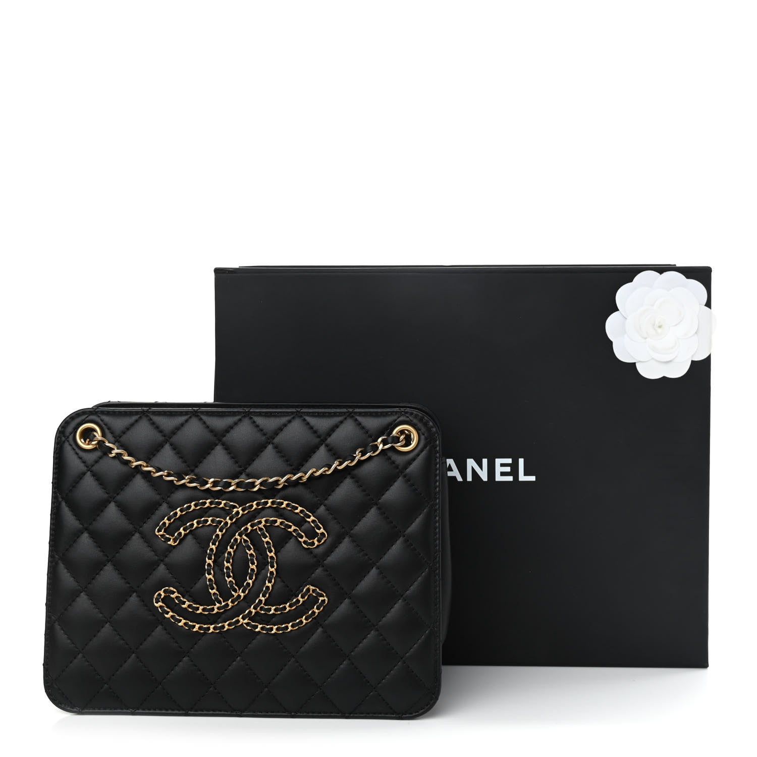 Chanel Calfskin Quilted CC Chain Accordion Tote Black 11 of 11