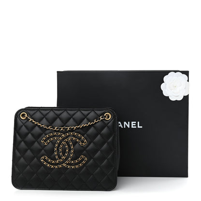 Chanel Calfskin Quilted CC Chain Accordion Tote Black 11 of 11