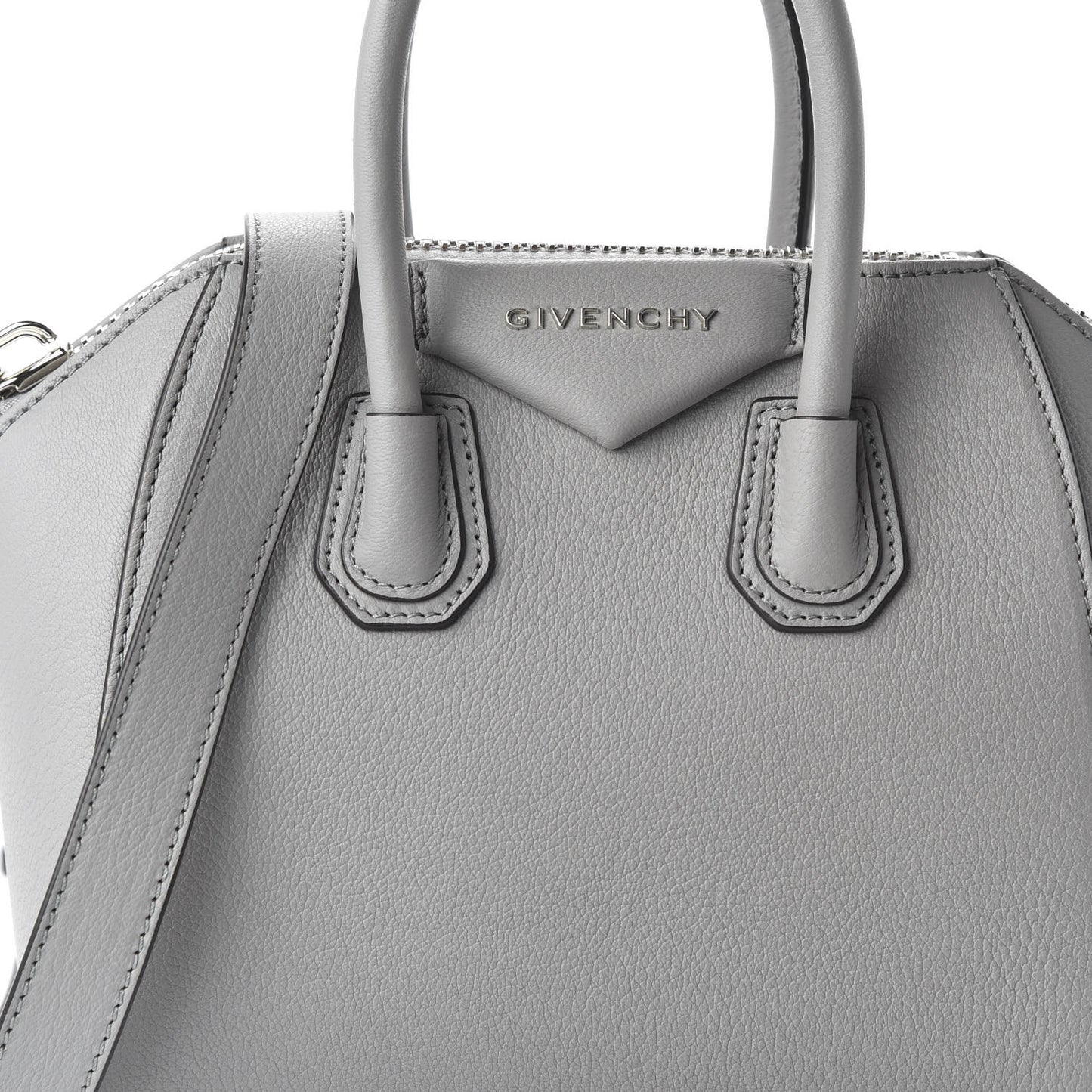 Sugar Goatskin Mini Antigona Pearl Grey