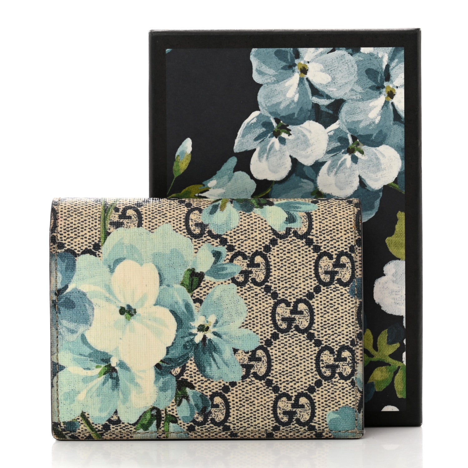 Gucci GG Supreme Monogram Blooms Card Case Beige Blue Navy Hibiscus Red 8 of 8