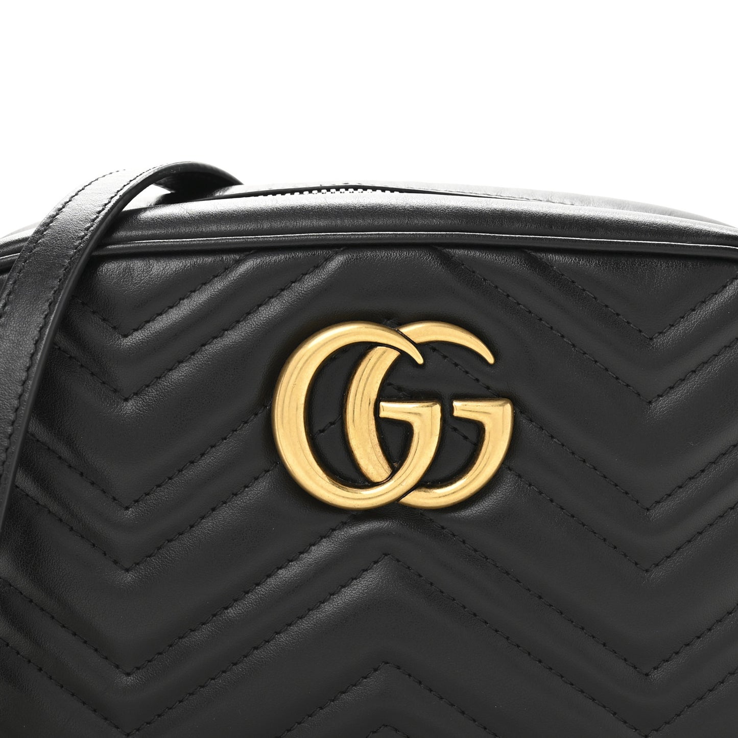 Calfskin Matelasse Small GG Marmont Chain Shoulder Bag Black
