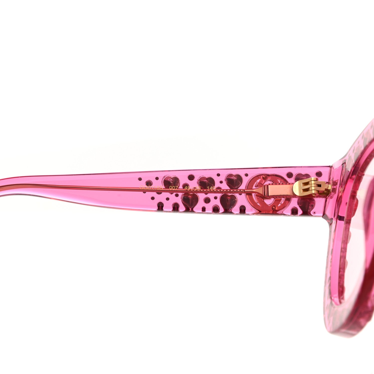 Gucci Acetate Crystal Heart GG0116S Sunglasses Fuchsia 6 of 8