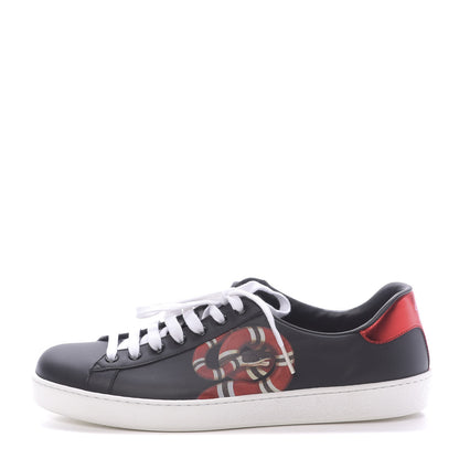 Gucci Calfskin Kingsnake Mens Ace Sneakers 9 Black Multicolor 1 of 10