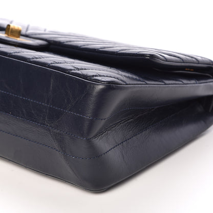 Chanel Aged Calfskin Chevron Quilted 2.55 Reissue 226 Flap Navy Blue 9 of 11