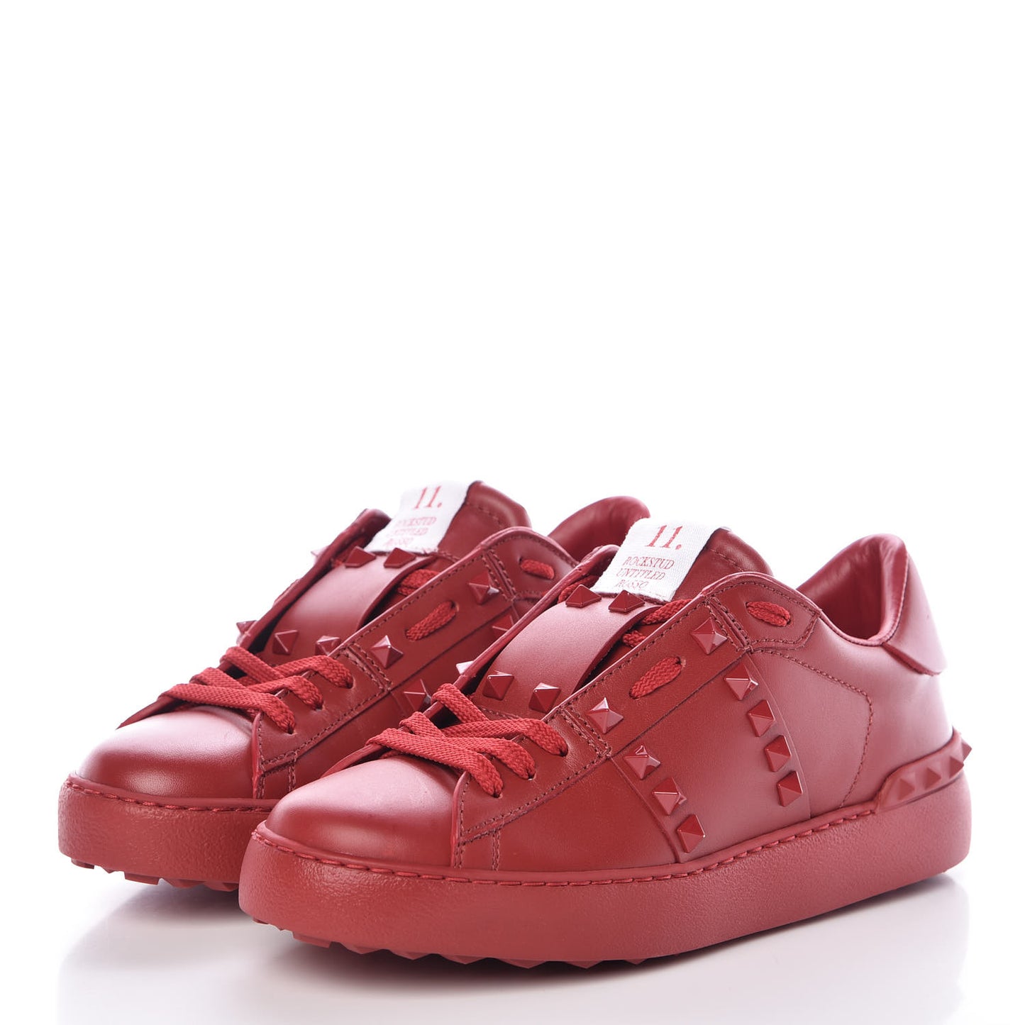 Calfskin Rockstud Untitled Open Sneakers 36 Rosso Valentino