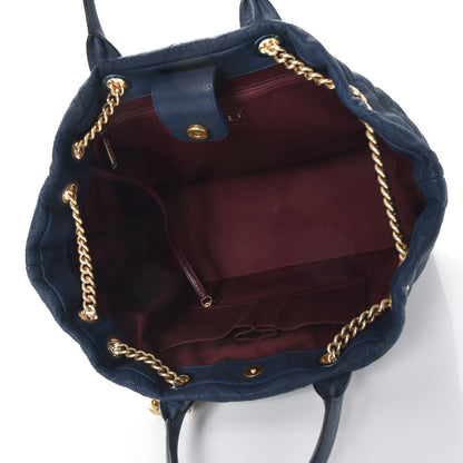 Chanel Iridescent Caviar Quilted Globe Trotter Shopping Tote Navy Blue 5 of 11