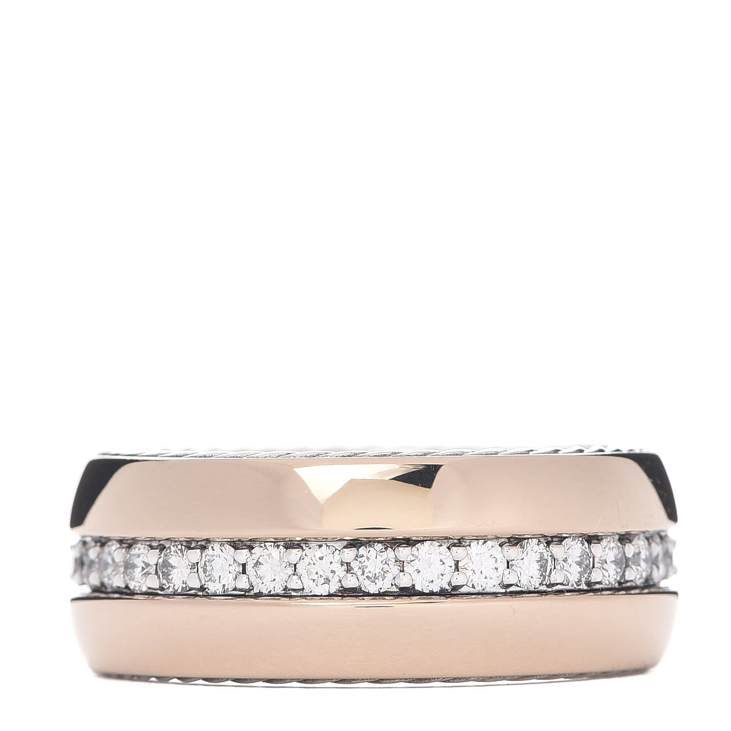 David Yurman Sterling Silver 18K Rose Gold Diamond Streamline Band Ring 64 10.75 3 of 4