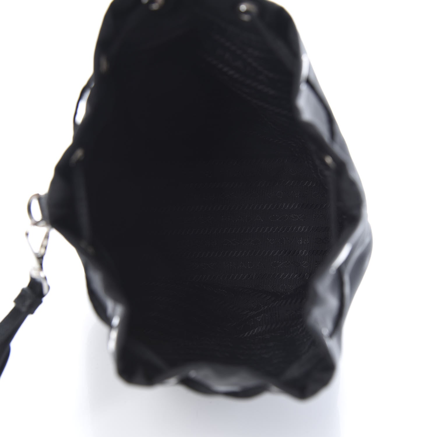 Prada Saffiano Tessuto Nylon Vela Bucket Wristlet Black 5 of 9