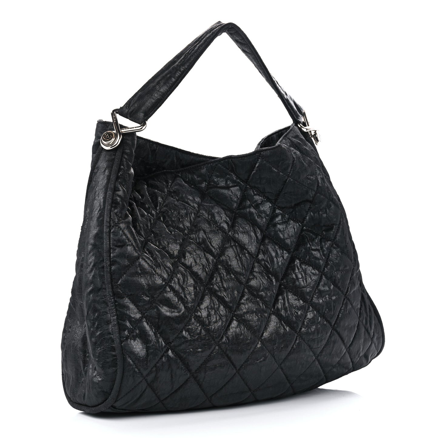 Crinkled Coated Canvas Le Marais Hobo Black