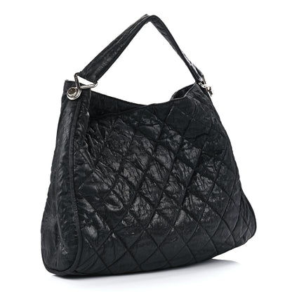 Chanel Crinkled Coated Canvas Le Marais Hobo Black 3 of 13