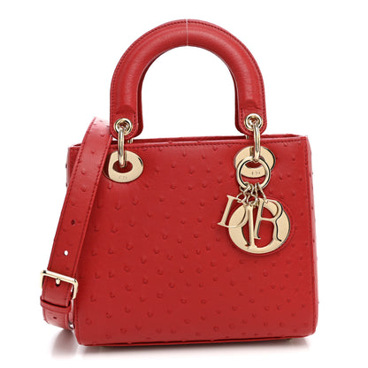 Christian Dior Ostrich Small Lady Dior Red 1 of 9