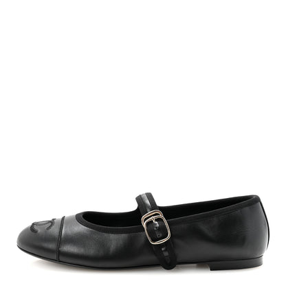 Chanel Lambskin Mary Jane Flats 36.5 Black 1 of 10