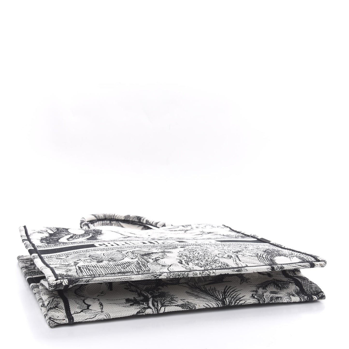Canvas Embroidered Toile De Jouy Book Tote White Black