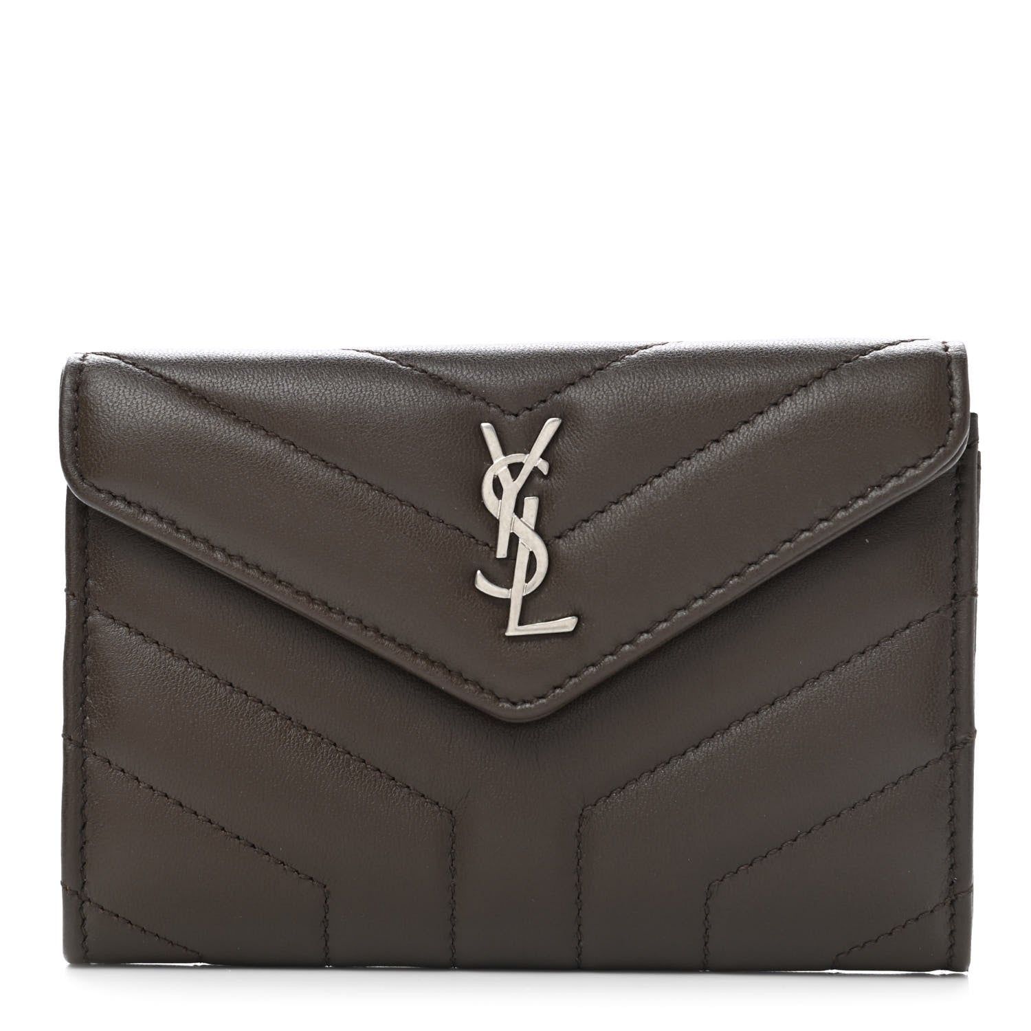 Saint Laurent Lambskin Y Quilted Monogram Small Loulou Envelope Wallet Faggio 1 of 8