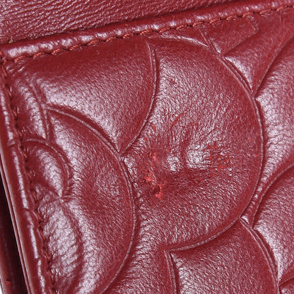 Chanel Lambskin Camellia Embossed Wallet On Chain WOC Dark Red 9 of 14